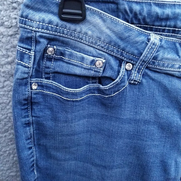 Earl Jeans Women's 12 Skinny Blue Bootcut Jeans Embroidered 32.5" 29" 9.75" - Picture 2 of 11